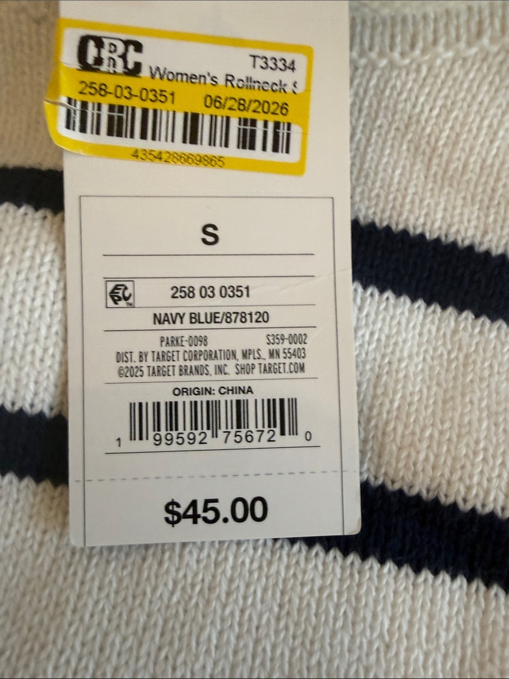 Parke White and Navy Striped Crewneck Sweater - Picture 5 of 5
